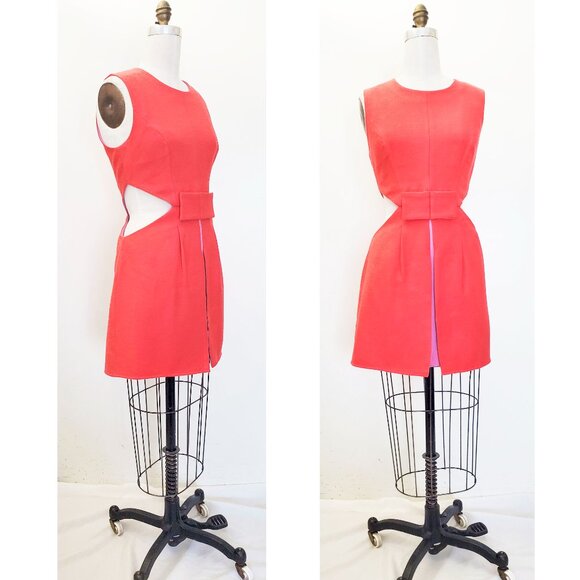 BCBGMaxAzria Womens Kathryne Side Cutout Bow-Front Mini Dress Pink Lilac - Picture 3 of 13